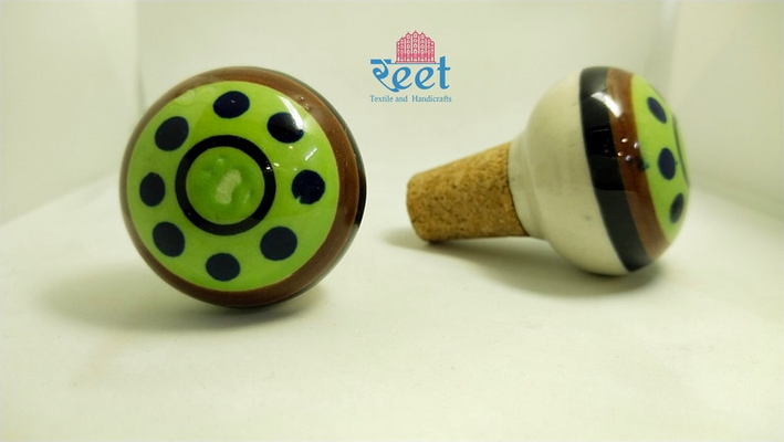 Wine bottle cork Blue Pottery Handmade Indian