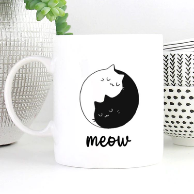 Cat Inspired Ceramic Coffee MUG "Meow"